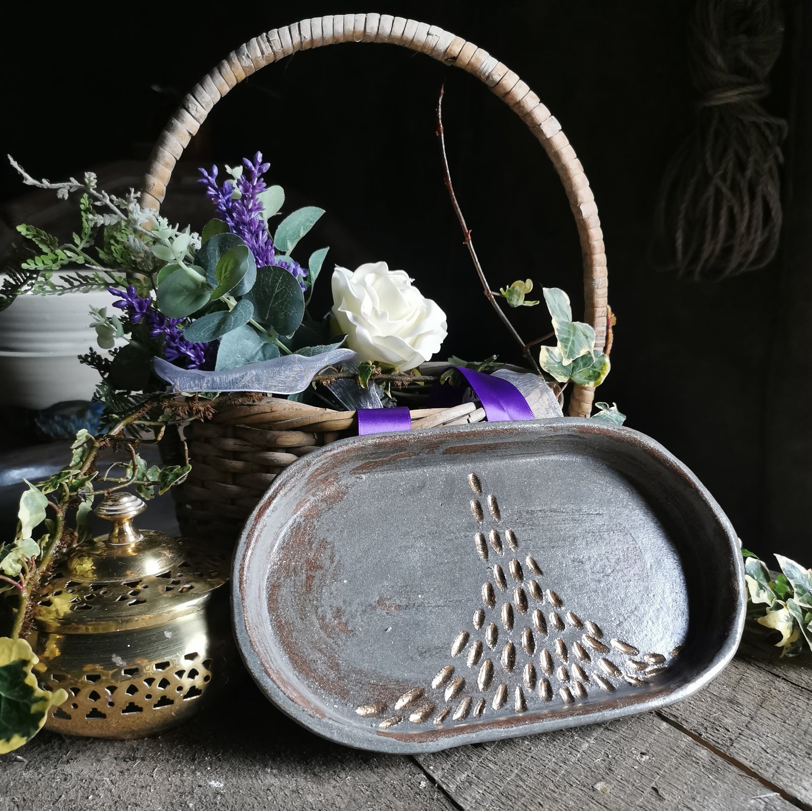 Gold Rimmed Decorative Serving Dish